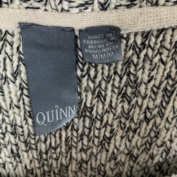 Quinn Sweater Womens Medium Zipper Accents‎ Black White Pullover Casual Cozycore - Picture 4 of 8